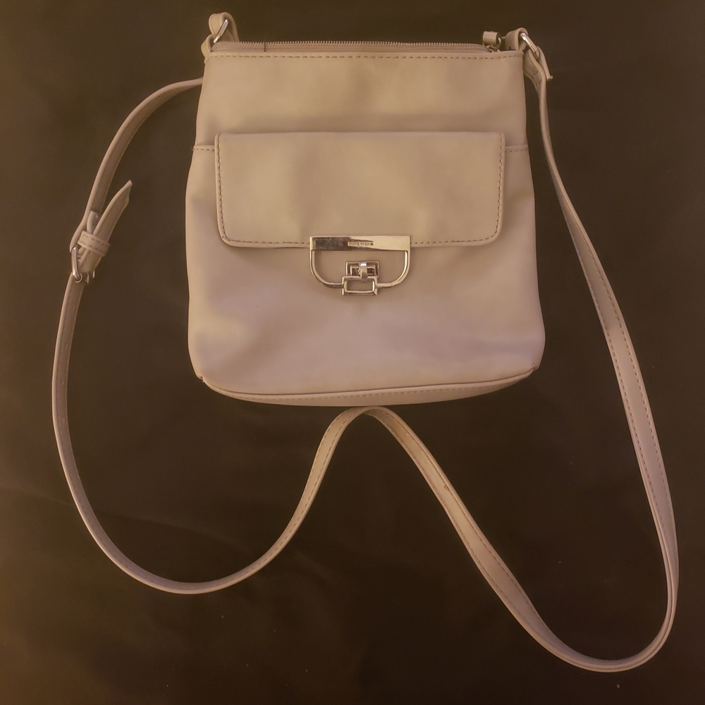 Nine West Cream Crossbody Bag with Silver Buckle